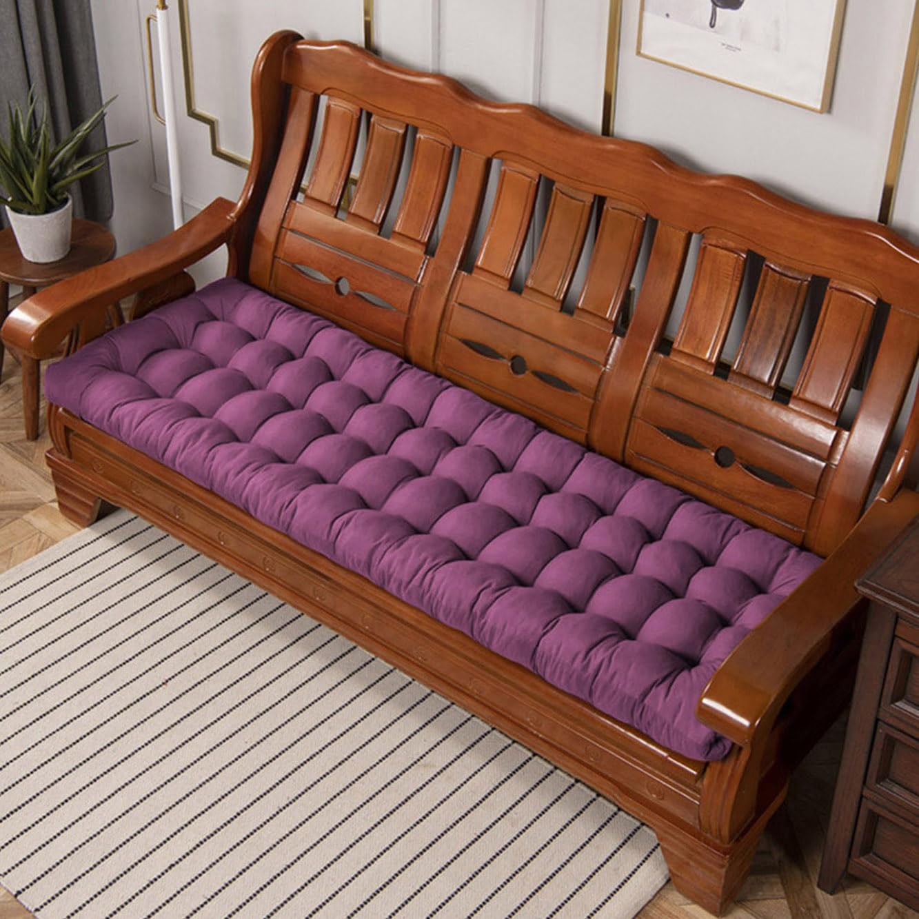 Amazon.co.jp: クッション 8cm ガーデンベンチクッション 2人掛け/3人